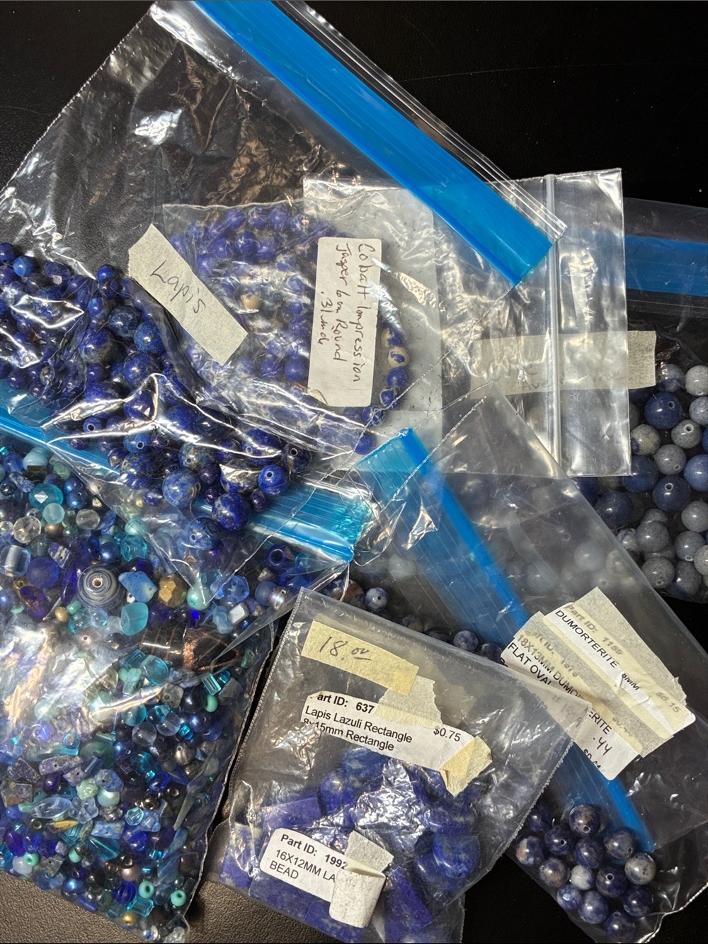 Assorted Blue Lapis & Mixed gemstone Bead Lot